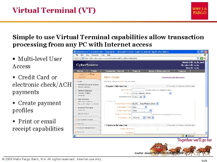Virtual Terminal (VT) Simple to use Virtual Terminal capabilities allow transaction processing from any
