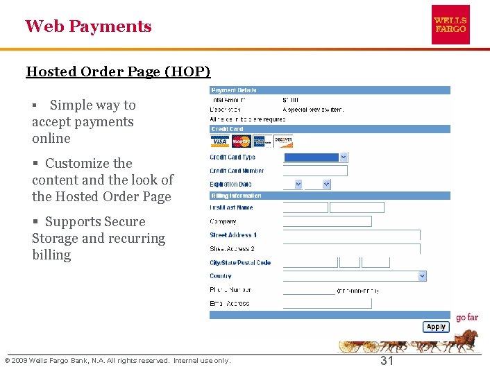 Web Payments Hosted Order Page (HOP) Simple way to accept payments online. Commercial card