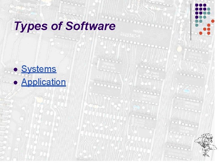 Types of Software l l Systems Application 