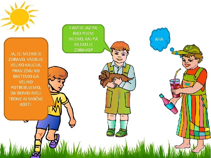 JA, JE. MLEKO JE ZDRAVO. VSEBUJE VELIKO KALCIJA. PRAV ZDAJ KO RASTEMO GA VELIKO