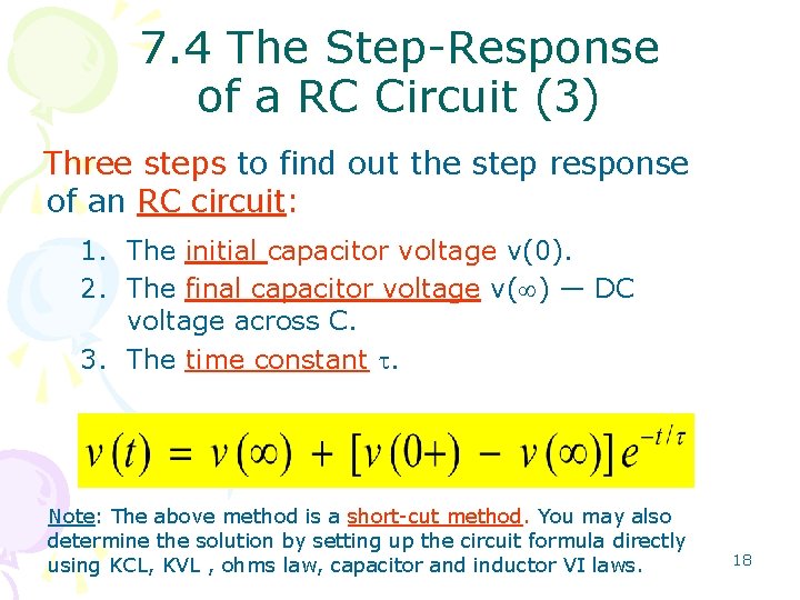 7. 4 The Step-Response of a RC Circuit (3) Three steps to find out