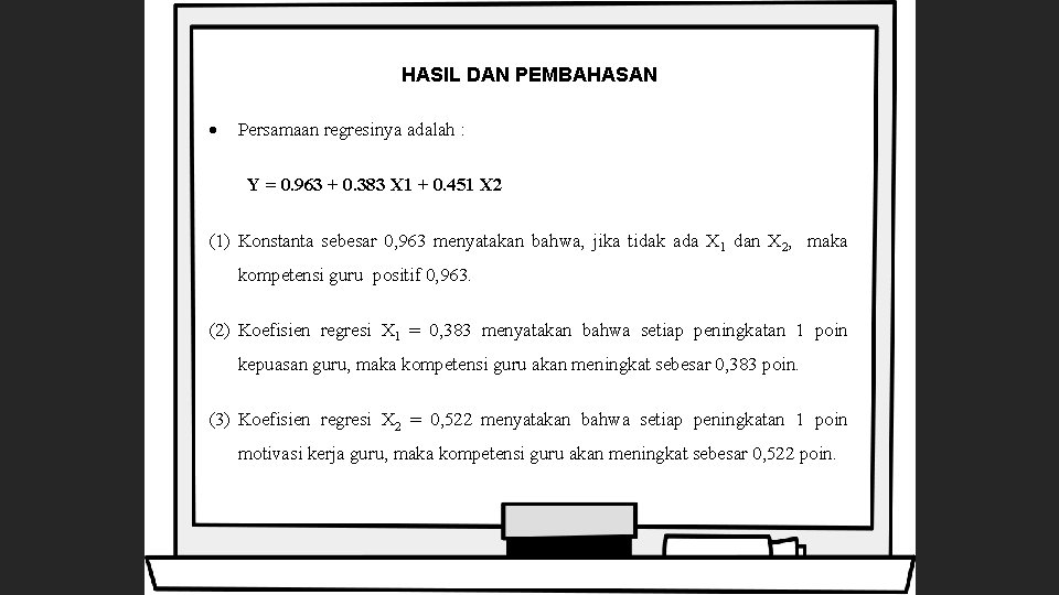 HASIL DAN PEMBAHASAN Persamaan regresinya adalah : Y = 0. 963 + 0. 383