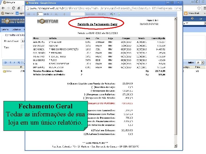 Fechamento Geral Todas as informações de sua loja em um único relatório. 