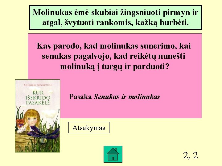 Molinukas ėmė skubiai žingsniuoti pirmyn ir atgal, švytuoti rankomis, kažką burbėti. Kas parodo, kad