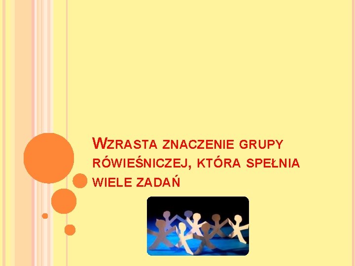 WZRASTA ZNACZENIE GRUPY RÓWIEŚNICZEJ, KTÓRA SPEŁNIA WIELE ZADAŃ 