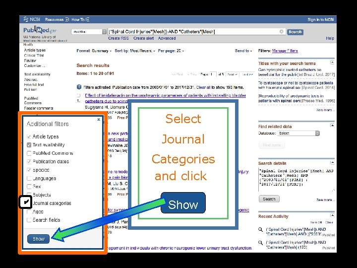 Select Journal Categories and click ✔ Show 