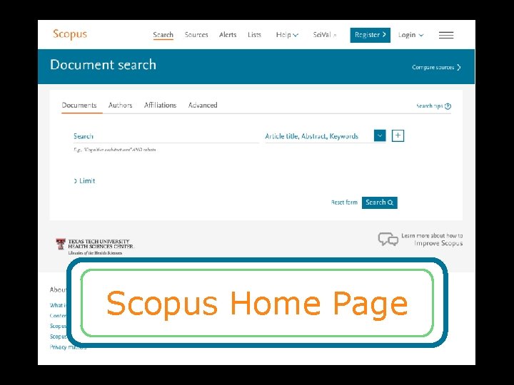 Scopus Home Page 