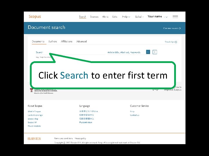 Your name Click Search to enter first term 