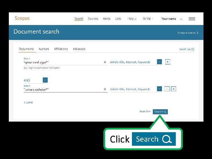 Your name Click Search 