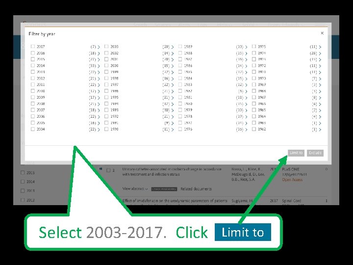  Select 2003 -2017. Click Limit to 
