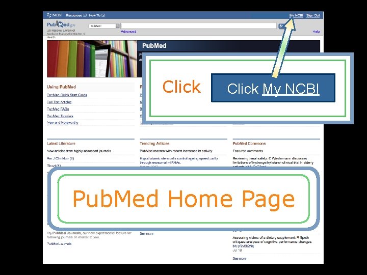 Your user name Click My NCBI Pub. Med Home Page 