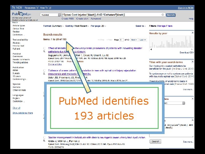 Pub. Med identifies 193 articles 