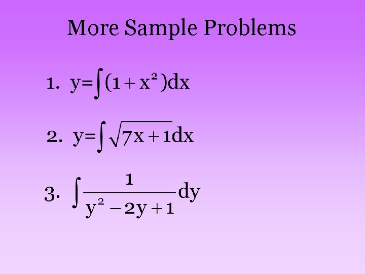 More Sample Problems 