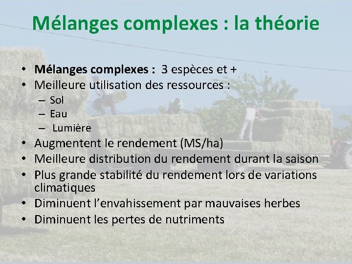 Mélanges complexes : la théorie • Mélanges complexes : 3 espèces et + •