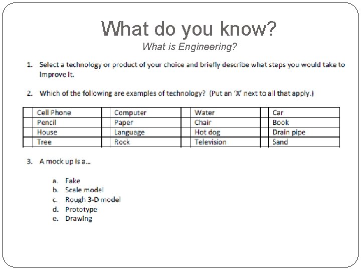 What do you know? What is Engineering? 