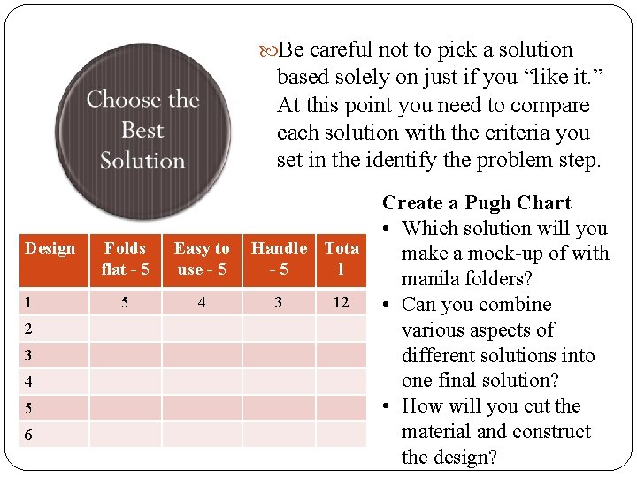  Be careful not to pick a solution based solely on just if you