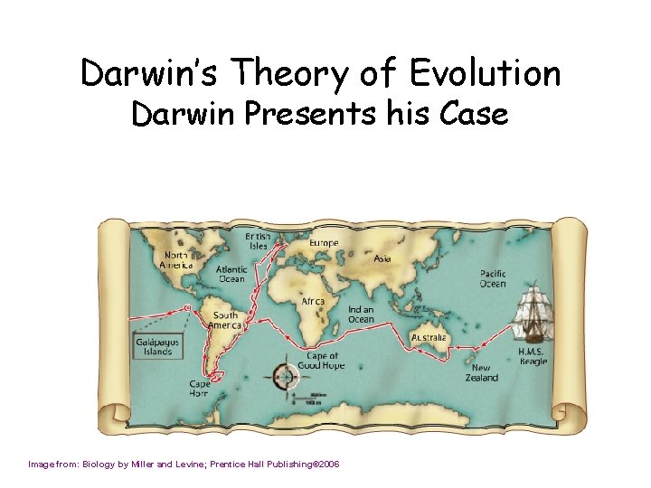 Darwin’s Theory of Evolution Darwin Presents his Case Image from: Biology by Miller and