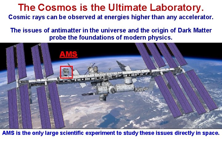 The Cosmos is the Ultimate Laboratory. Cosmic rays can be observed at energies higher