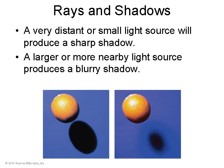 Rays and Shadows • A very distant or small light source will produce a