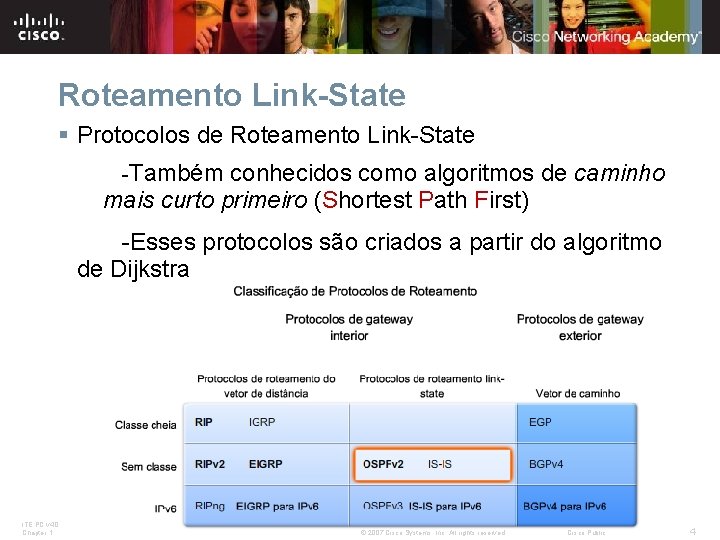 Roteamento Link-State § Protocolos de Roteamento Link-State -Também conhecidos como algoritmos de caminho mais