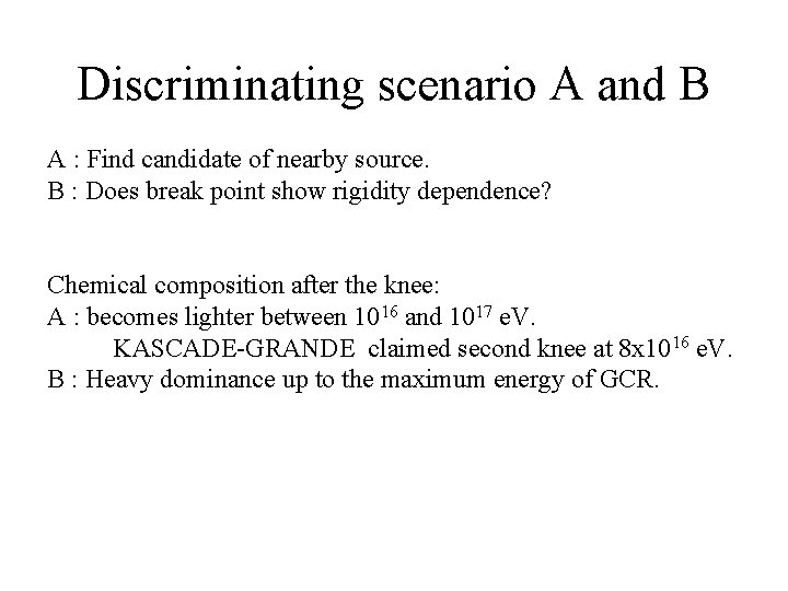 Discriminating scenario A and B A : Find candidate of nearby source. B :