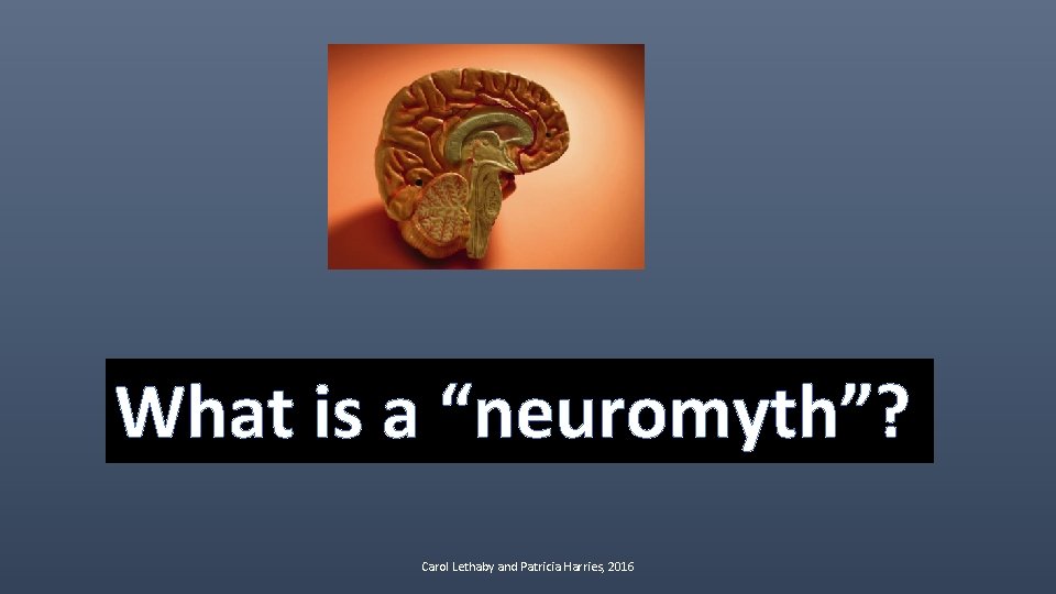 What is a “neuromyth”? Carol Lethaby and Patricia Harries, 2016 
