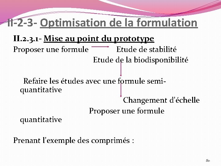 II-2 -3 - Optimisation de la formulation II. 2. 3. 1 - Mise au