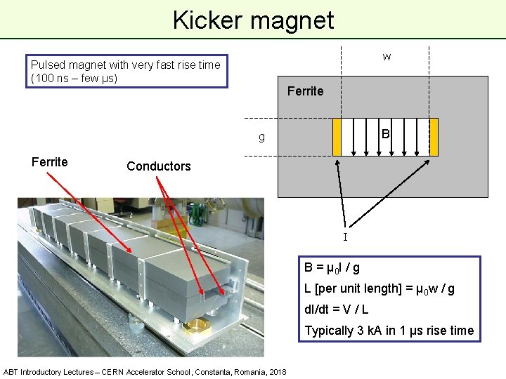 Kicker magnet w Pulsed magnet with very fast rise time (100 ns – few