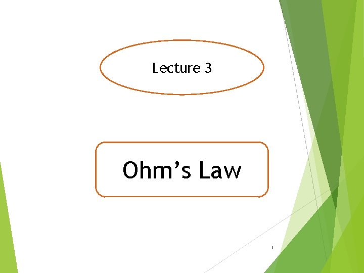 Lecture 3 Ohm’s Law 1 