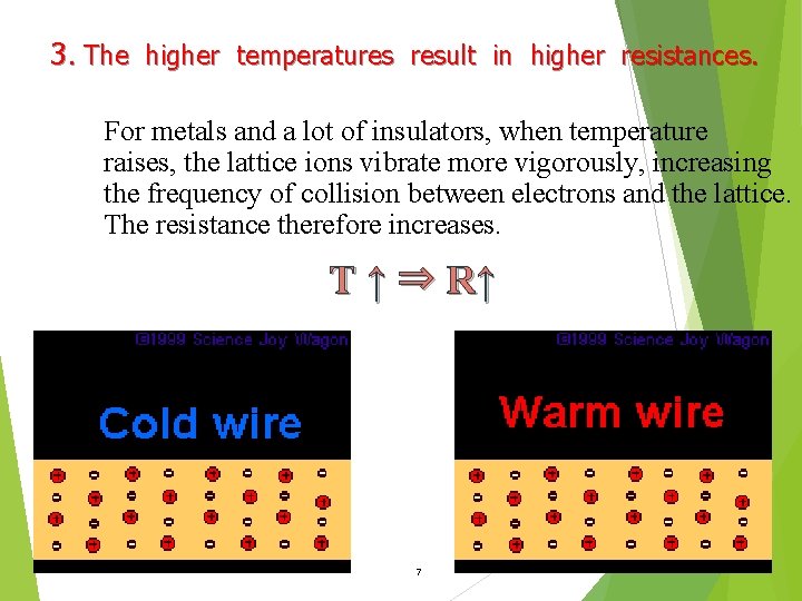 3. The higher temperatures result in higher resistances. For metals and a lot of