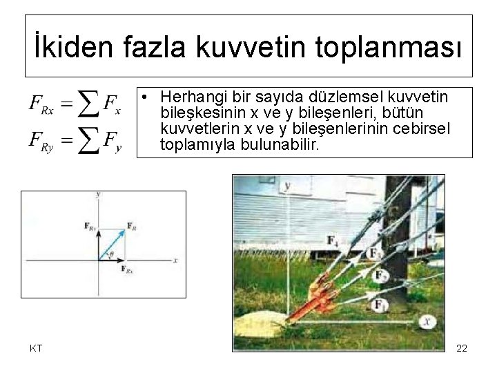 İkiden fazla kuvvetin toplanması • Herhangi bir sayıda düzlemsel kuvvetin bileşkesinin x ve y İkiden fazla kuvvetin toplanması • Herhangi bir sayıda düzlemsel kuvvetin bileşkesinin x ve y