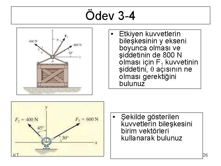 Ödev 3 -4 • Etkiyen kuvvetlerin bileşkesinin y ekseni boyunca olması ve şiddetinin de Ödev 3 -4 • Etkiyen kuvvetlerin bileşkesinin y ekseni boyunca olması ve şiddetinin de