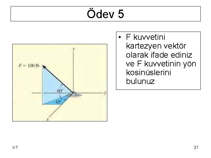 Ödev 5 • F kuvvetini kartezyen vektör olarak ifade ediniz ve F kuvvetinin yön Ödev 5 • F kuvvetini kartezyen vektör olarak ifade ediniz ve F kuvvetinin yön