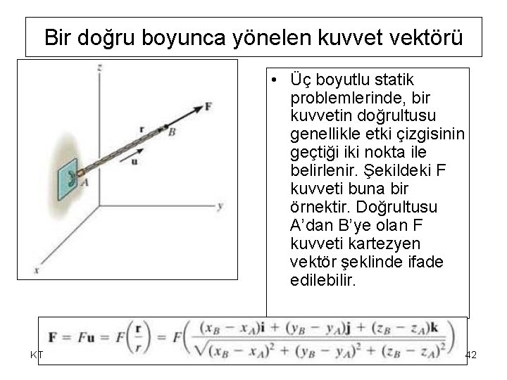 Bir doğru boyunca yönelen kuvvet vektörü • Üç boyutlu statik problemlerinde, bir kuvvetin doğrultusu Bir doğru boyunca yönelen kuvvet vektörü • Üç boyutlu statik problemlerinde, bir kuvvetin doğrultusu