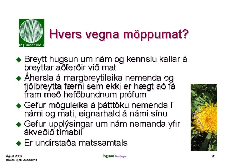 Hvers vegna möppumat? Breytt hugsun um nám og kennslu kallar á breyttar aðferðir við