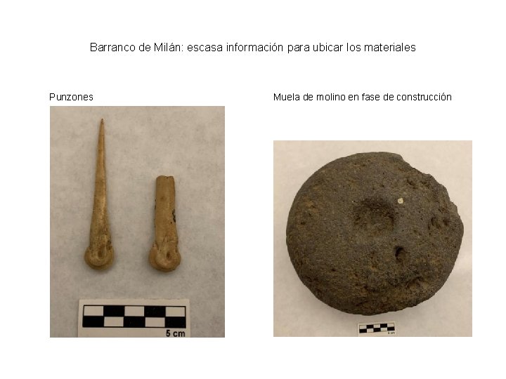 Barranco de Milán: escasa información para ubicar los materiales Punzones Muela de molino en