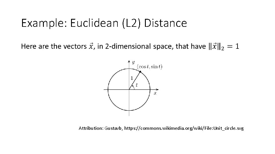 Example: Euclidean (L 2) Distance • Attribution: Gustavb, https: //commons. wikimedia. org/wiki/File: Unit_circle. svg