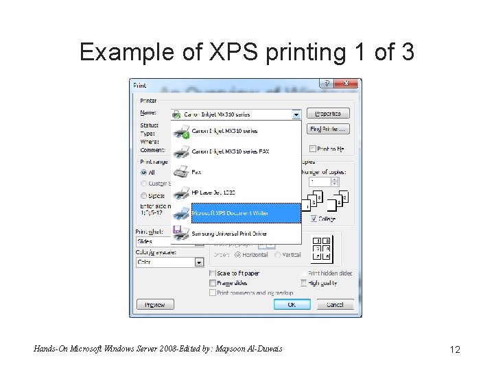 Example of XPS printing 1 of 3 Hands-On Microsoft Windows Server 2008 -Edited by: