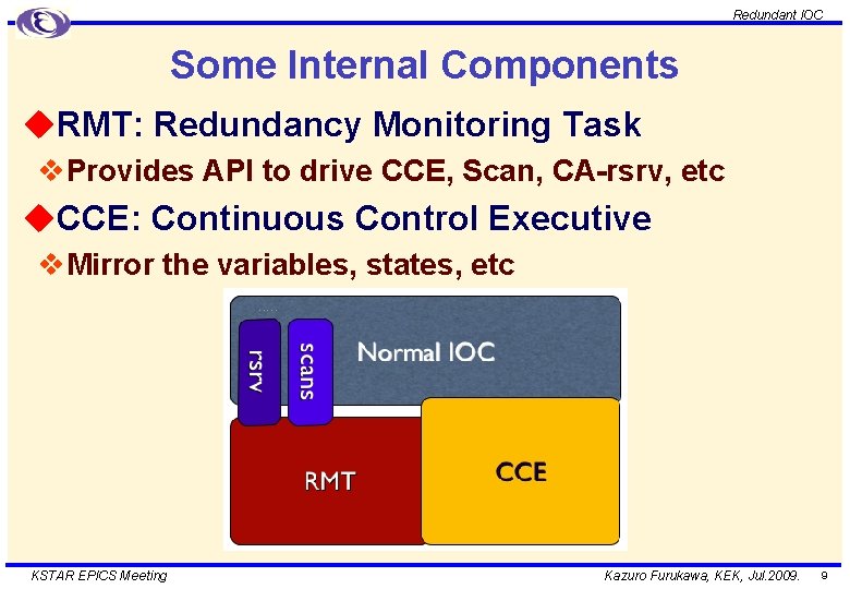 Redundant IOC Some Internal Components u. RMT: Redundancy Monitoring Task v. Provides API to