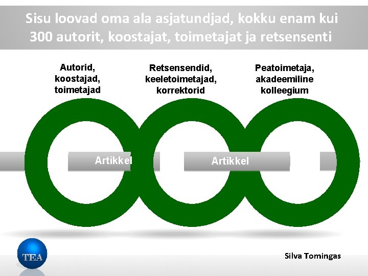 Sisu loovad oma ala asjatundjad, kokku enam kui 300 autorit, koostajat, toimetajat ja retsensenti