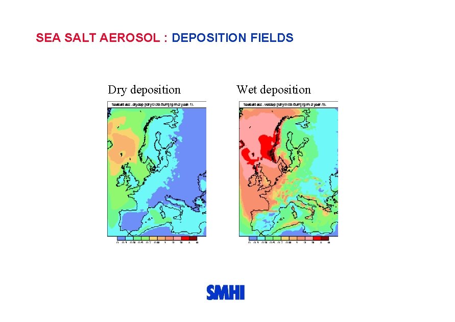 SEA SALT AEROSOL : DEPOSITION FIELDS Dry deposition Wet deposition 