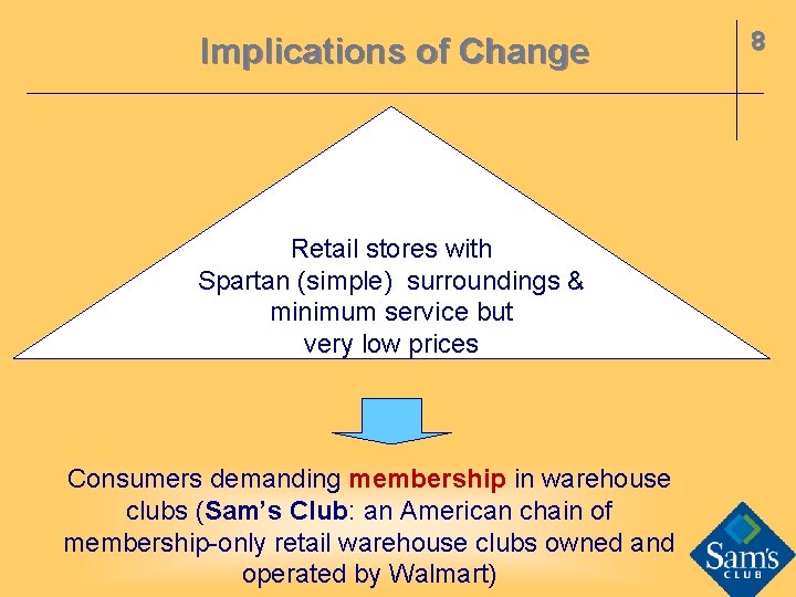 Implications of Change Retail stores with Spartan (simple) surroundings & minimum service but very