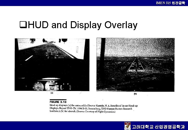 IMEN 315 인간공학 q. HUD and Display Overlay 고려대학교 산업경영공학과 