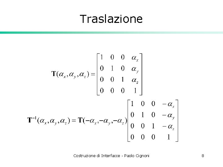 Traslazione Costruzione di Interfacce - Paolo Cignoni 8 