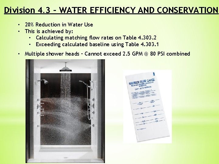 Division 4. 3 – WATER EFFICIENCY AND CONSERVATION • 20% Reduction in Water Use