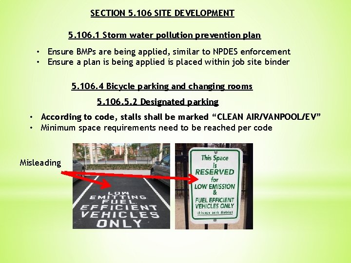 SECTION 5. 106 SITE DEVELOPMENT 5. 106. 1 Storm water pollution prevention plan •