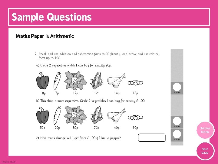 Sample Questions Maths Paper 1: Arithmetic chapter menu next page 