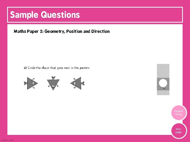 Sample Questions Maths Paper 2: Geometry, Position and Direction chapter menu next page 