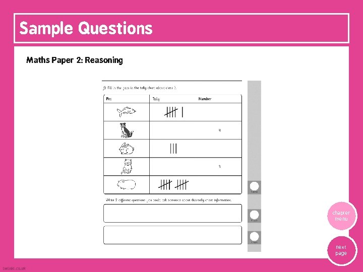 Sample Questions Maths Paper 2: Reasoning chapter menu next page 