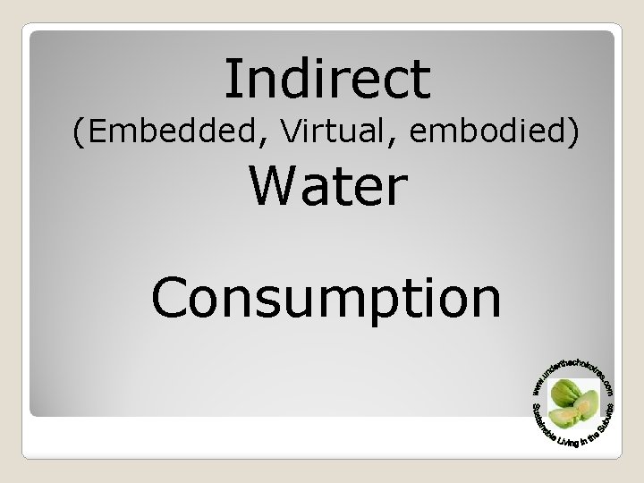 Indirect (Embedded, Virtual, embodied) Water Consumption 